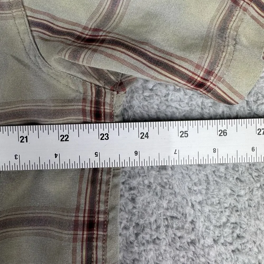 North‎ Face Shirt Adult Men's Xl Green Windowpane Button Up Short Sleeve